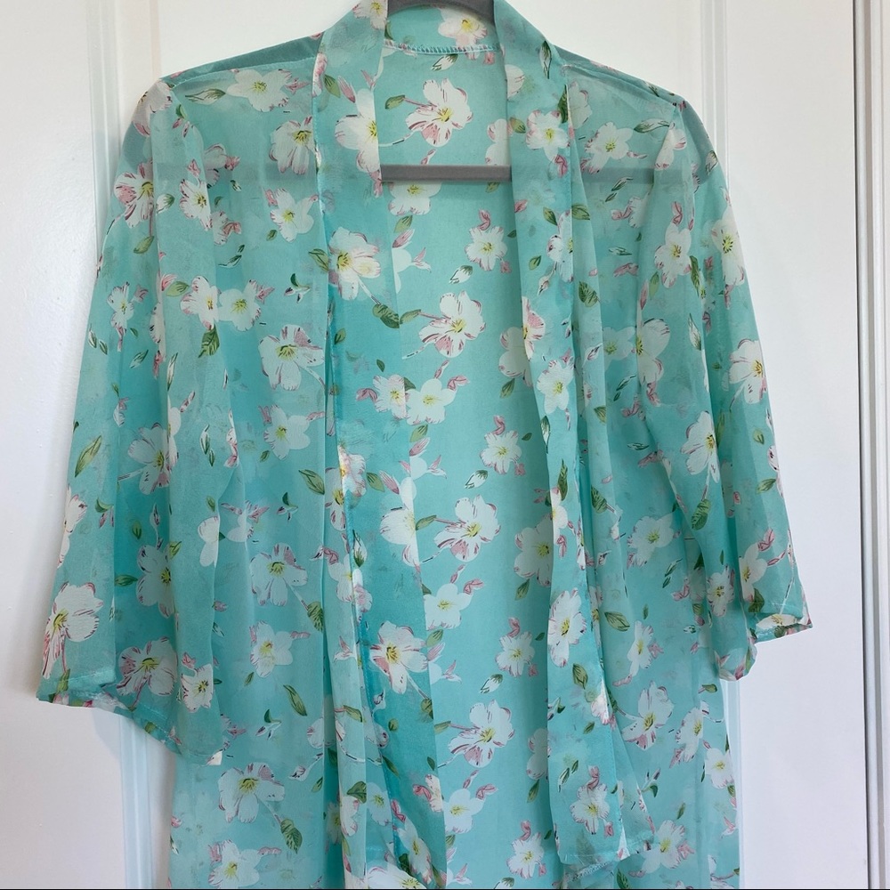 Flowered bathing suit cover-up